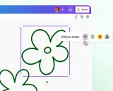 Interfaccia di disegno online. Suggerimento "Did you mean" con diverse opzioni di fiori.
