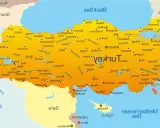 Mapa Turcji z zaznaczonymi regionami i miastami.
