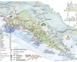 Mappa dei sentieri delle Cinque Terre, ideale per un trekking Liguria 2 giorni. Mostra i percorsi, le distanze e i tempi di percorrenza tra i borghi.