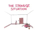 Stanza vuota con porta, sedia e oggetti sparsi. La scritta "THE STRANGE SITUATION" sovrasta la scena, suggerendo fasi di un evento insolito.