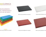 Variedad de tablas de cocina de polietileno en distintos colores y grosores, ideales para tu negocio.