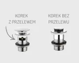 Korek z przelewem i bez. Wybierz, który korek lepiej sprawdzi się w Twojej łazience.