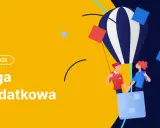 Para z koszem balonowym, symbolizująca ulgę podatkową z IKE/IKZE, unosi się w powietrze.