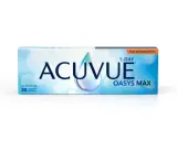 Opakowanie soczewek kontaktowych ACUVUE OASYS MAX 1-DAY dla astygmatyków. Poznaj soczewki kontaktowe plusy: komfort i wyraźne widzenie.