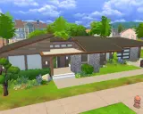 Nowoczesny dom z kamienia i drewna, idealny do pobrania w The Sims 4.