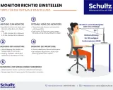 Tipps, um den Monitor richtig einzustellen: Abstand, Höhe, Neigung, Drehung und Blendung vermeiden für optimale Sicht.
