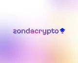 Zondacrypto opinie: logo z napisem "zondacrypto" i symbolem strzałki w górę na tle gradientu.