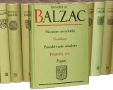 Książki z cyklu "Balzac. Komedia ludzka". Na okładce środkowego tomu tytuły: "Nieznane arcydzieło", "Gambara", "Poszukiwanie absolutu", "Przeklęty syn", "Żegnaj".