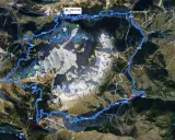 Mappa cartina passi dolomitici: itinerario Sella Ronda con tappe a Corvara, Arabba e Selva di Val Gardena.