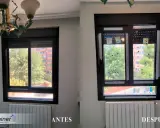 Comparativa de una ventana sin obra: antes y después. La nueva ventana mejora la estética y funcionalidad.