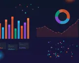 Tableaux, graphiques et points colorés illustrant des données. Un futur ecole data analyst y trouverait son compte.