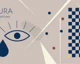 Aura migrenowa: oko z łzą i linie symbolizujące zygzaki w oczach przyczyny. Abstrakcyjne tło.