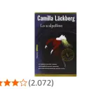 Copertina del libro "Lo scalpellino" di Camilla Läckberg, ultimo libro della serie, con un'illustrazione drammatica e la trama che promette suspense.