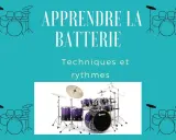Apprendre à jouer du tambour avec cette batterie violette. Techniques et rythmes pour débutants.
