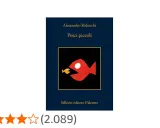 Copertina del libro "Pesci piccoli" di Alessandro Robecchi, con un grande pesce rosso che mangia un pesce giallo.