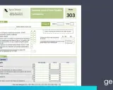 Formulario Modelo 303 de la Agencia Tributaria para la autoliquidación del IVA. Se deben declarar las cuentas corrientes y otros datos fiscales.