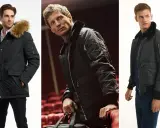 Trzech mężczyzn prezentuje stylowe kurtki zimowe. Jedna to parka z futrzanym kapturem, druga to bomberka z futrzanym kołnierzem, a trzecia to klasyczna kurtka bomberka. Jaka kurtka na zimę będzie najlepsza?