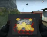 Gracz w CS GO Danger Zone analizuje mapę z zaznaczonymi strefami zagrożenia. 14 wrogów, 1750$.