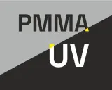PMMA UV – co to jest? Prosty tekst na tle dzielonym na szaro-czarne.