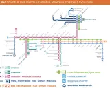 Mappa della pista ciclabile Val di Sole con percorsi Smartbus, treno e funivia.