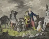 Rodzina w drodze, być może uciekająca przed jasyr. Dzieci płaczą, towarzyszy im pies i osiołek.