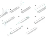 Instrukcja montażu taśmy LED w listwie aluminiowej. Krok po kroku pokazano, jak umieścić taśmę, zamknąć profil i dodać zaślepki.