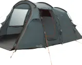 Mörkgrått tält med orange detaljer och ståhöjd. Perfekt för campingäventyr.