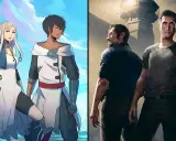 Dwie pary bohaterów, jedna w stylu anime, druga realistyczna, sugerują gry podobne do It Takes Two.