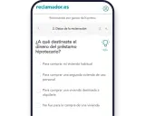 Formulario de reclamador.es para reclamaciones BBVA sobre gastos de hipoteca. Pregunta sobre el destino del dinero del préstamo.