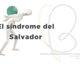 Muñeco articulado sostiene un globo terráqueo, representando el "síndrome del salvador".