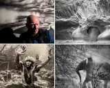 Ritratti e paesaggi in bianco e nero di Sebastiao Salgado: un uomo, rocce scolpite, un indigeno e un elefante.