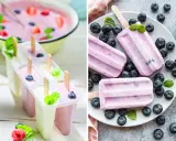 Deliciosos heladitos caseros de frutos rojos y arándanos, listos para congelar o ya disfrutados.