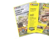 Broschüren für die Faszination Modellbau: Familien Hobby Modellbahn und A Family Hobby Model Railway, mit detaillierten Anlagen und Anleitungen.