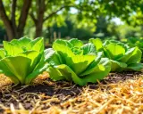 Légumes verts frais, rangées de salades prêtes à pousser au soleil ou à l'ombre.