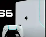 Consola PlayStation 6 blanca con mando y logo de PlayStation.