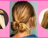 Tre acconciature con capelli biondi e castani, un'idea per chi vuole imparare come schiarire i capelli con sfumature naturali.