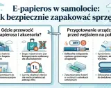 Czy można wziąć e papierosa do samolotu? Tak, ale z zasadami. Urządzenie i płyny do 100 ml w bagażu podręcznym, baterie zabezpieczone.