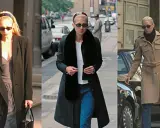 Carolyn Bessette-Kennedy pasea por la ciudad con estilo, luciendo abrigos elegantes y gafas de sol.