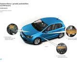 Schemat instalacji elektrycznej VW Polo: skrzynka bezpieczników przy akumulatorze, pod deską rozdzielczą i przy kolumnie kierownicy.
