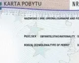 Fragment karty pobytu czasowego z danymi osobowymi i numerem dokumentu.