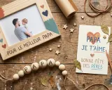 Cadre photo décoré et carte "Papa je t'aime" : une belle idée cadeau fête des pères à faire soi-même.