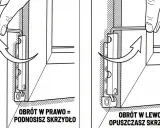 Instrukcja regulacji okna. Obrót kluczem w prawo podnosi skrzydło, w lewo opuszcza. Okno nie dochodzi do ramy? Ta regulacja pomoże.