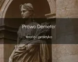 Kamienna rzeźba bogini Demeter z wieńcem i snopem zbóż. Tytuł: Prawo Demeter, teoria i praktyka.