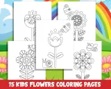 Páginas para colorear de flores de primavera con mariposas, abejas y caracoles.