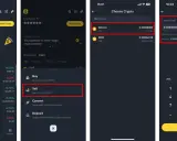 Jak sprzedawać kryptowaluty: aplikacja pokazuje kroki do sprzedaży Bitcoina. Wybierz "Sell", wpisz kwotę i metodę odbioru.