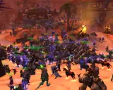 Tłum graczy w World of Warcraft na Xbox, przygotowujący się do bitwy.