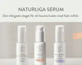 Tre Dr. Sannas serum för naturlig fukt till huden. Närmande Anti-aging, AHA-BHA och Brightening Serum.
