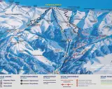 Mapa Tatr z zaznaczonym szlakiem z Kasprowego Wierchu, trasami narciarskimi i pieszymi.