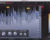 Interface du FabFilter Pro-L 2 pour maîtriser un son. Graphiques d'ondes audio et réglages de limiteur.