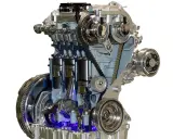 Przekrój silnika 1.0 Ecoboost z widocznym rozrządem. Sprawdź, jaki jest koszt wymiany rozrządu w tym modelu.